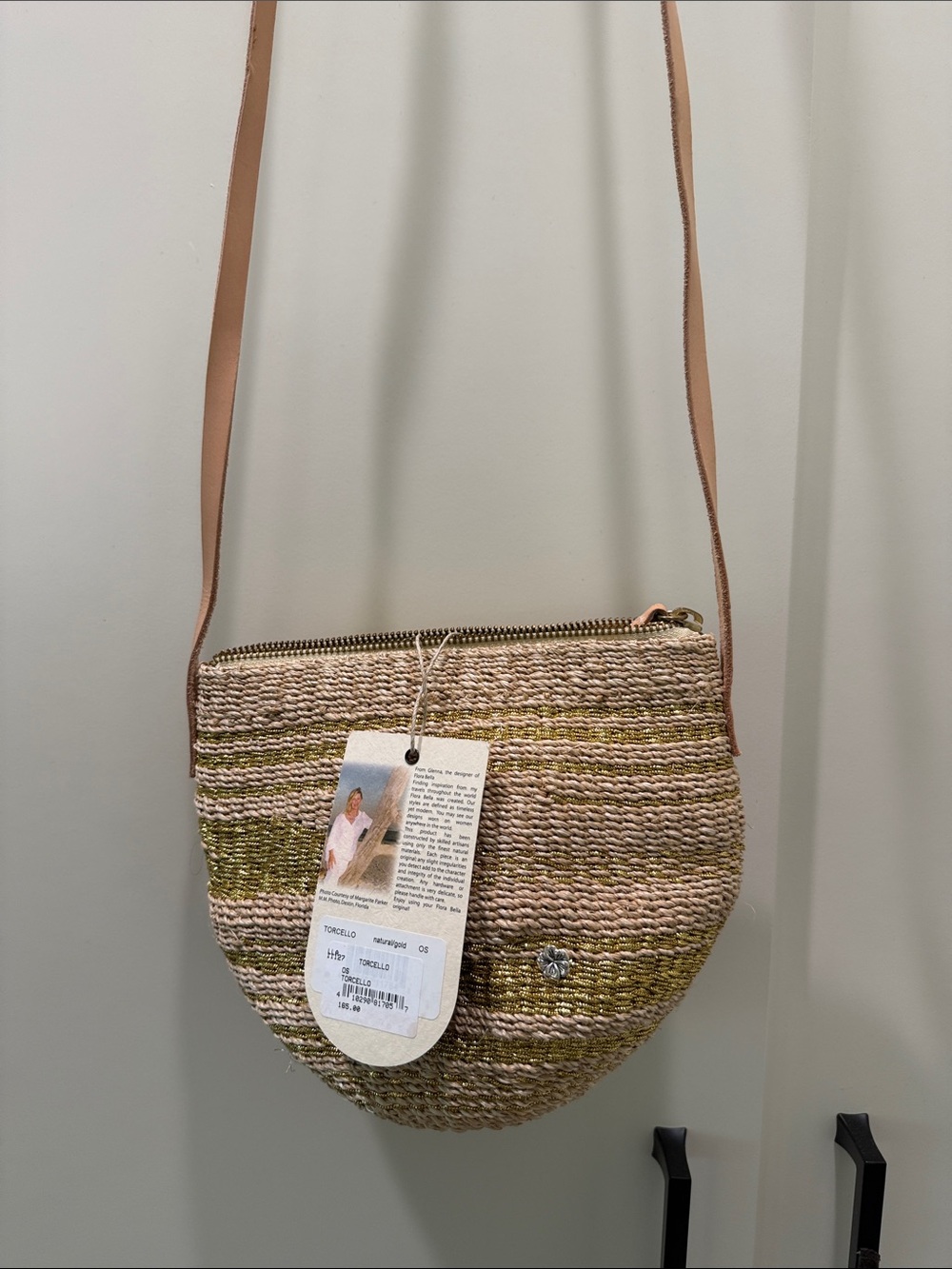Flora Bella Tan & Gold Woven Crossbody Bag - Picture 3 of 4
